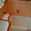 Before Cermacoat .. 50's era Bathtub , tile and Basin worn and out dated colors.